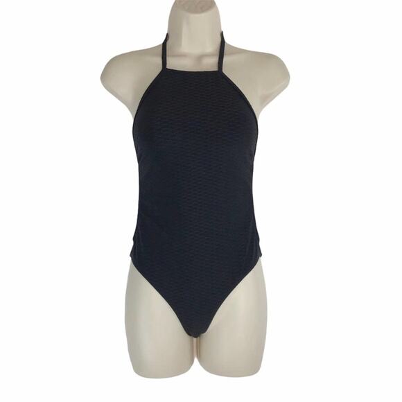 Topshop NWT Black One Piece Swimsuit Backless Size 2/XS - Picture 1 of 5